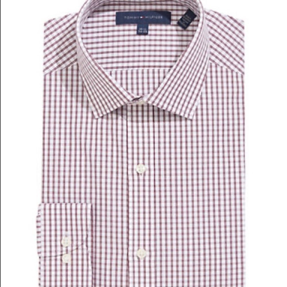 Tommy Hilfiger Grid Print Dress Shirt-RED CLAY-15.5-34/35